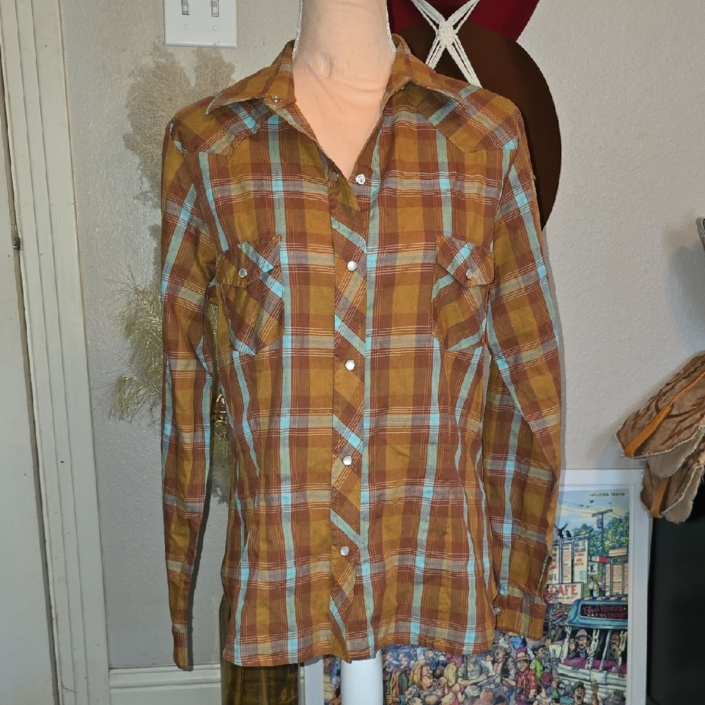Roper Women's Pearl Snap Flannel Plaid Shirt Size Medium